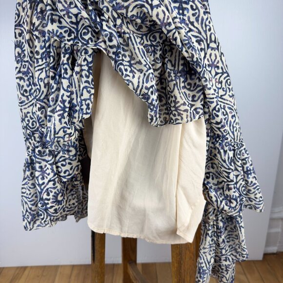 FREE PEOPLE Safari Sunset Halter Ruffle Print asymmetrical  light Summer Dress S - Picture 13 of 13